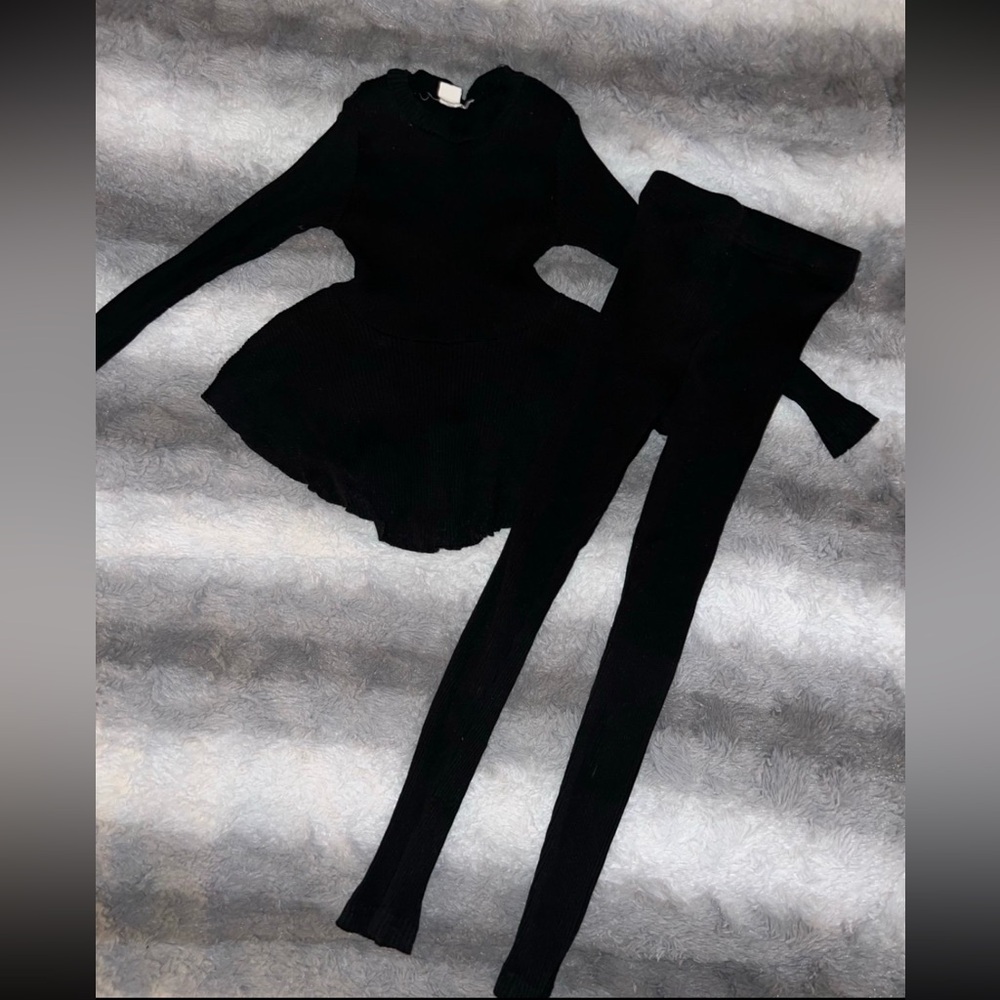 Kids Black Peplum Hem Set Size 6